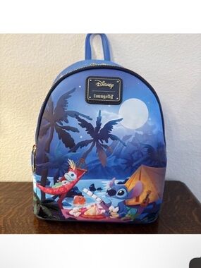 Loungefly Disney Lilo & Stitch Camping Cuties Glow In The Dark Mini Backpack New